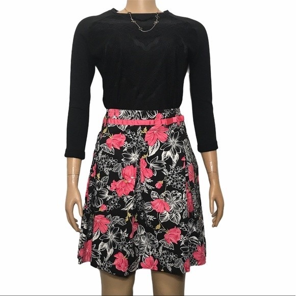 Envision Avenue Skirts Floral High Waist Pleated multi color Bow Ribbon size 16 - Picture 2 of 11